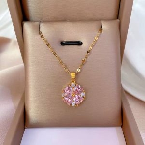 Collier Clavicule Rose avec Zircon